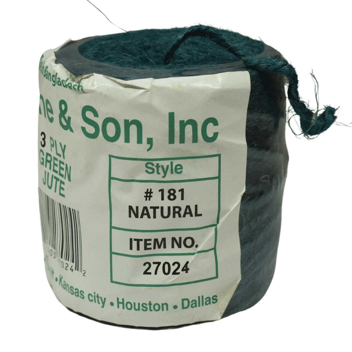 3 mm (1/8") 3 Ply Green Jute Twine Spool 66 m (219 ft) Frank Winne & Son Inc.