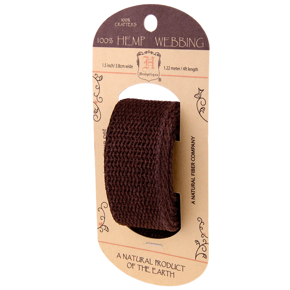 3.8 cm (1.5") Dark Brown Hemp Webbing 1.22 m (4 ft) Hemptique