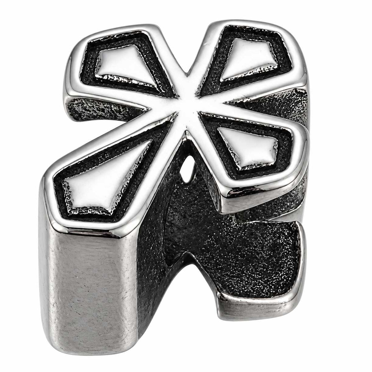 304 Stainless Rounded Cross w/Black Enamel Bead/Charm (2 Pack) 280-
