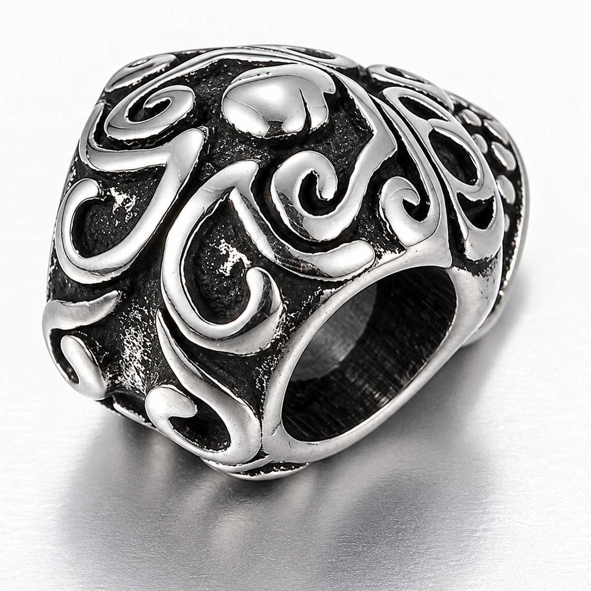 304 Stainless Steel Antique Silver Fancy Skull Charm/Bead El Wood Braiding Co