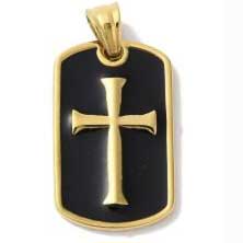 304 Stainless Steel Golden w/Black Enamel Rectangle Cross Pendant Bead/Charm (1 Pack) 280-