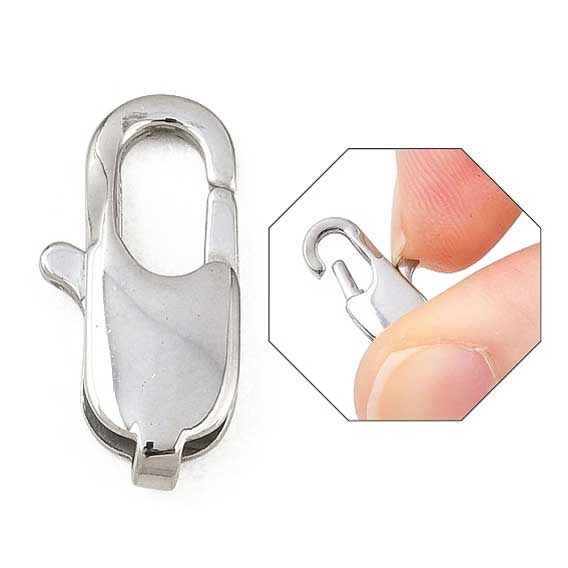 304 Stainless Steel Lobster Claw Clasps 11x5x3 mm Hole: 1x1 mm (5 Pack) 280-