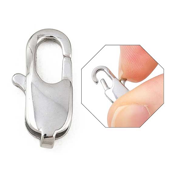 304 Stainless Steel Lobster Claw Clasps 16x8x4 mm Hole: 1x3 mm (5 Pack) 280-