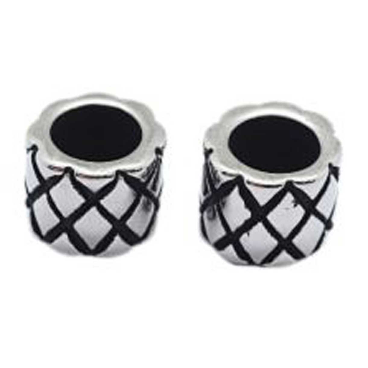 316 Surgical Stainless Steel Antique Silver Barrel Bead/Charm (2 pack)