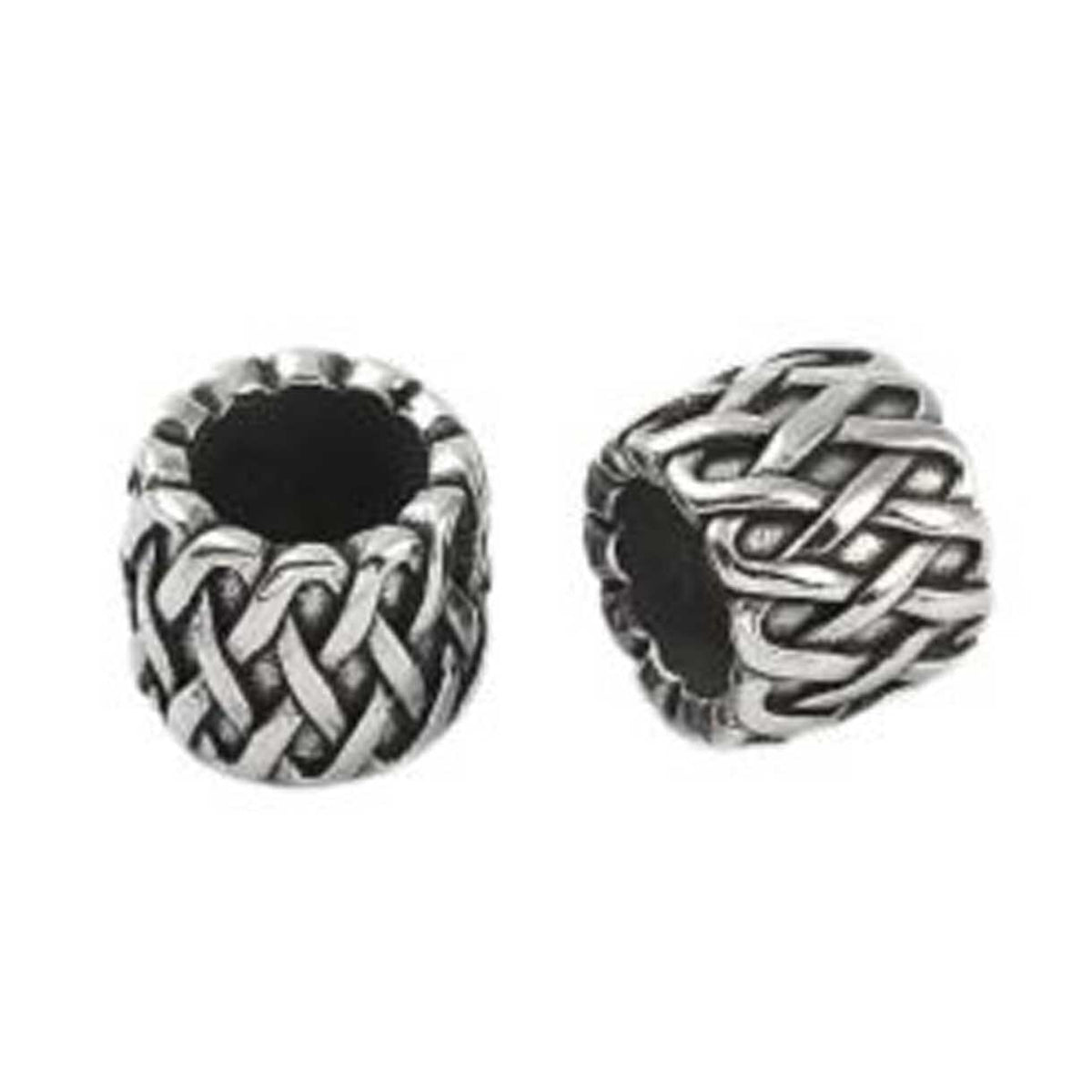 316 Surgical Stainless Steel Antique Silver Latch Work Barrel Bead/Charm (2 Pack) 280-