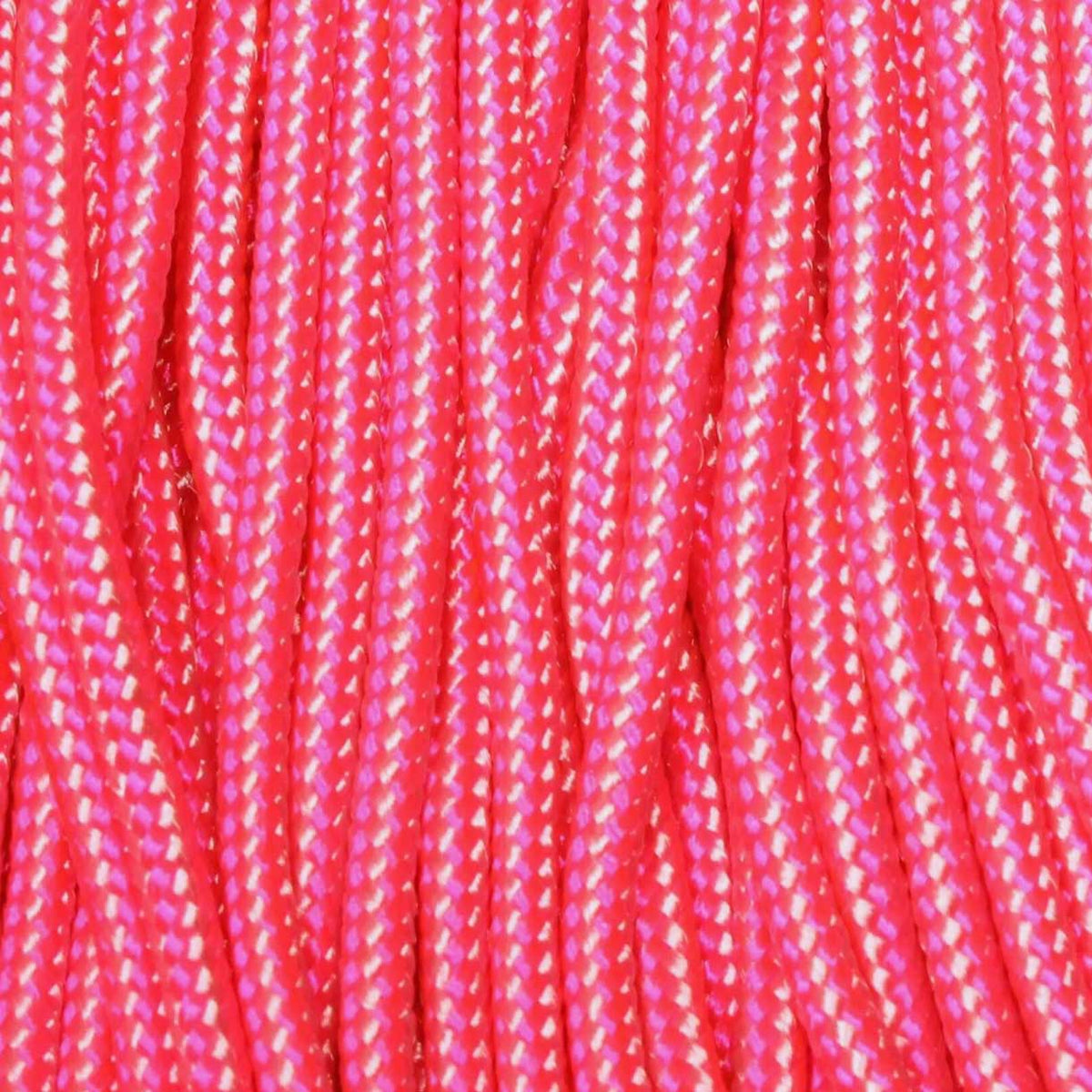 3.0 mm (1/8”) 325-3 Paracord Candy (Neon Pink and White) Made in the USA Nylon/Nylon (100 ft) El Wood Braiding Co