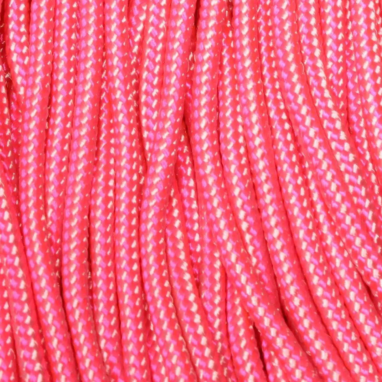 3.0 mm (1/8”) 325-3 Paracord Candy (Rose Pink and White) Made in the USA Nylon/Nylon (100ft) El Wood Braiding Co