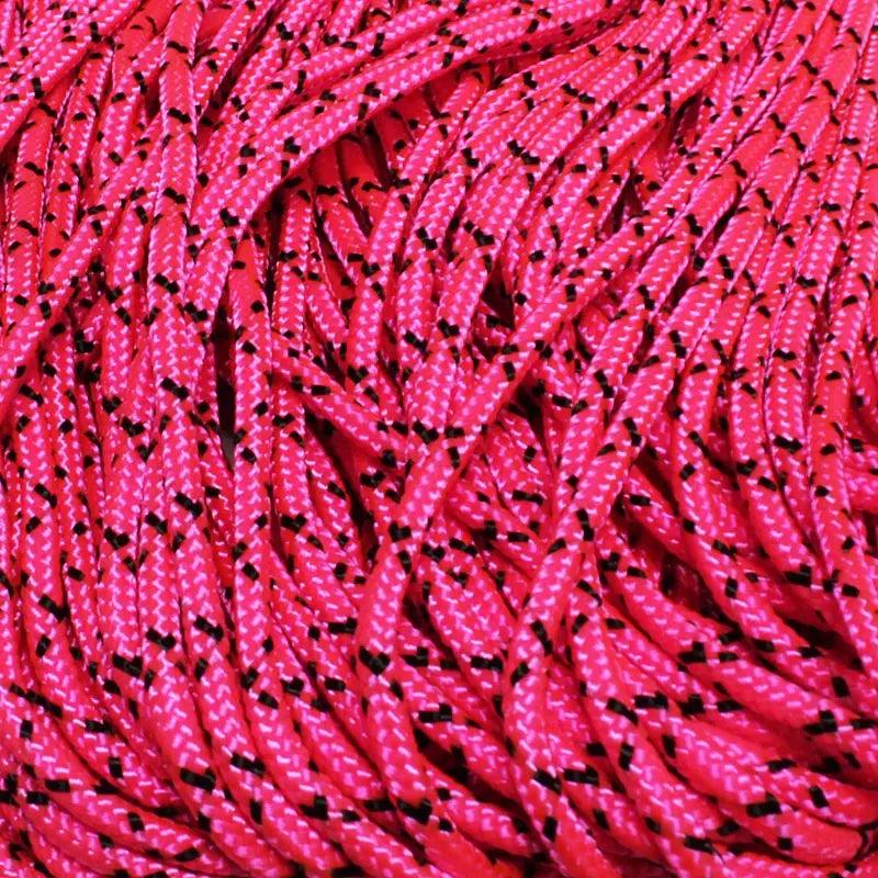 3.0 mm (1/8”) 325-3 Paracord Little Black Pink (neon pink with black x) Made in the USA Nylon/Nylon (100 ft) El Wood Braiding Co