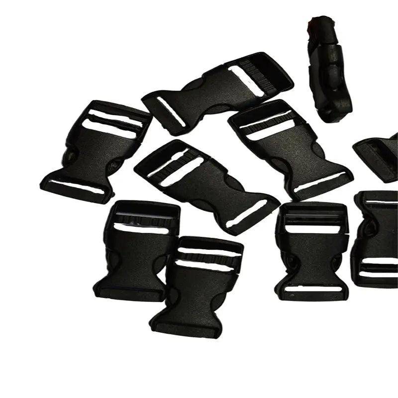 3/4" Black Flat Side Release Plastic Buckles (10 pack) Discounts Available paracordwholesale