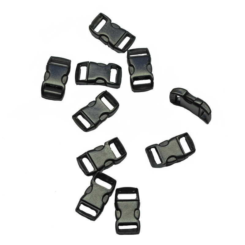 3/8" Black Curved Side Release Plastic Buckles (10 pack) Discounts Available paracordwholesale