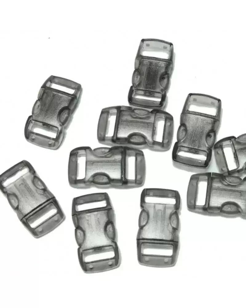 3/8" Clear Black Curved Side Release Plastic Buckles (10 pack) Discounts Available paracordwholesale