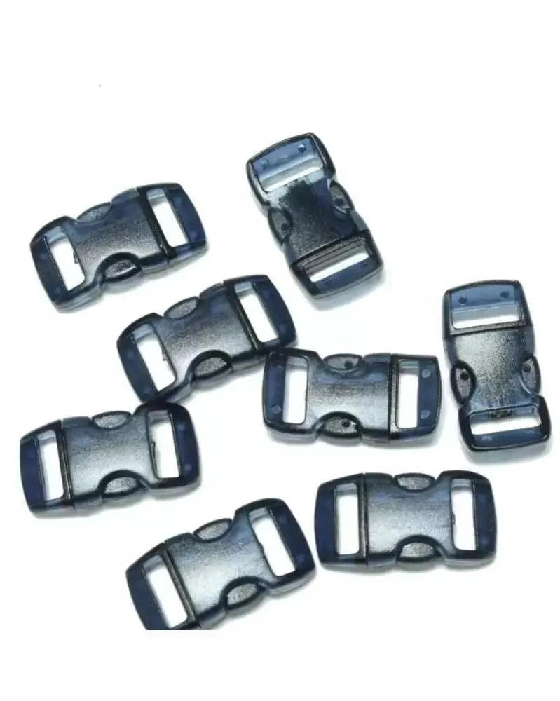 3/8" Clear Dark Blue Curved Side Release Plastic Buckles (10 pack) Discounts Available paracordwholesale