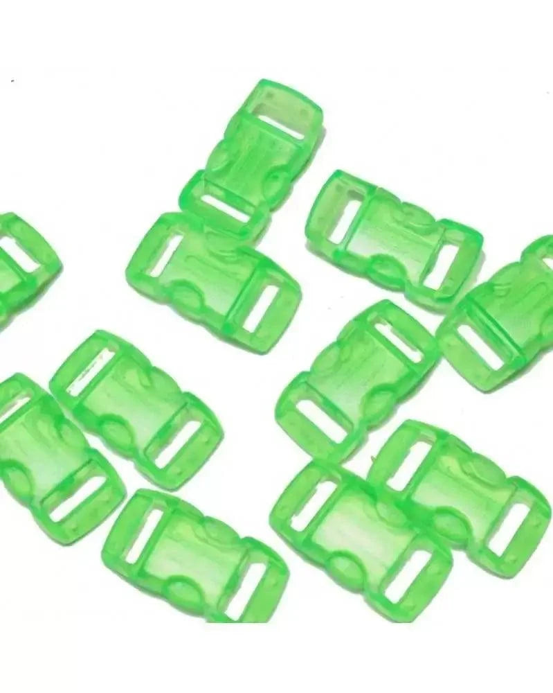 3/8" Clear Green Curved Side Release Plastic Buckles (10 pack) Discounts Available paracordwholesale