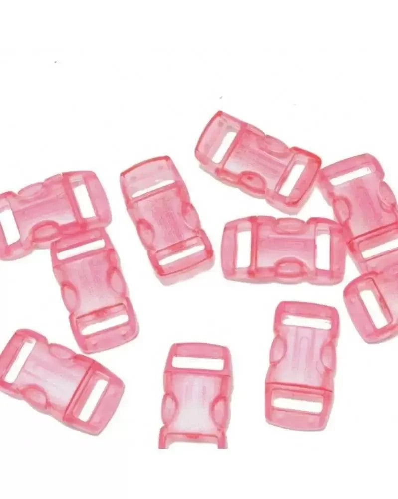 3/8" Clear Pink Curved Side Release Plastic Buckles (10 pack) Discounts Available paracordwholesale