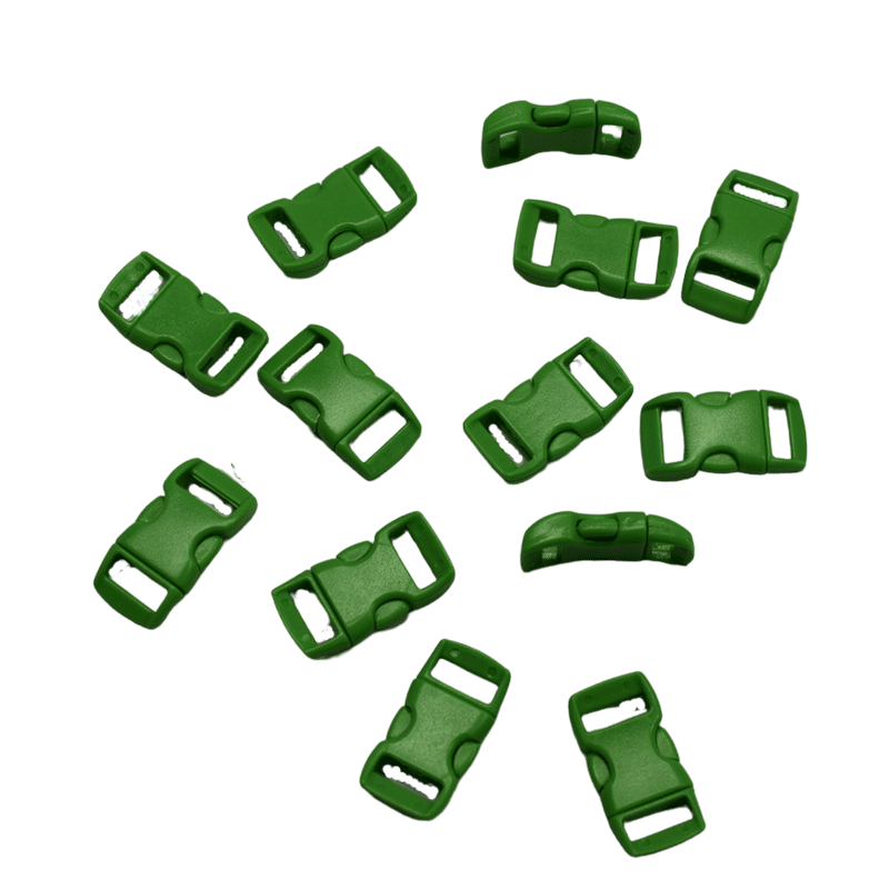 3/8" Medium Green Curved Side Release Plastic Buckles (10 pack) Discounts Available paracordwholesale
