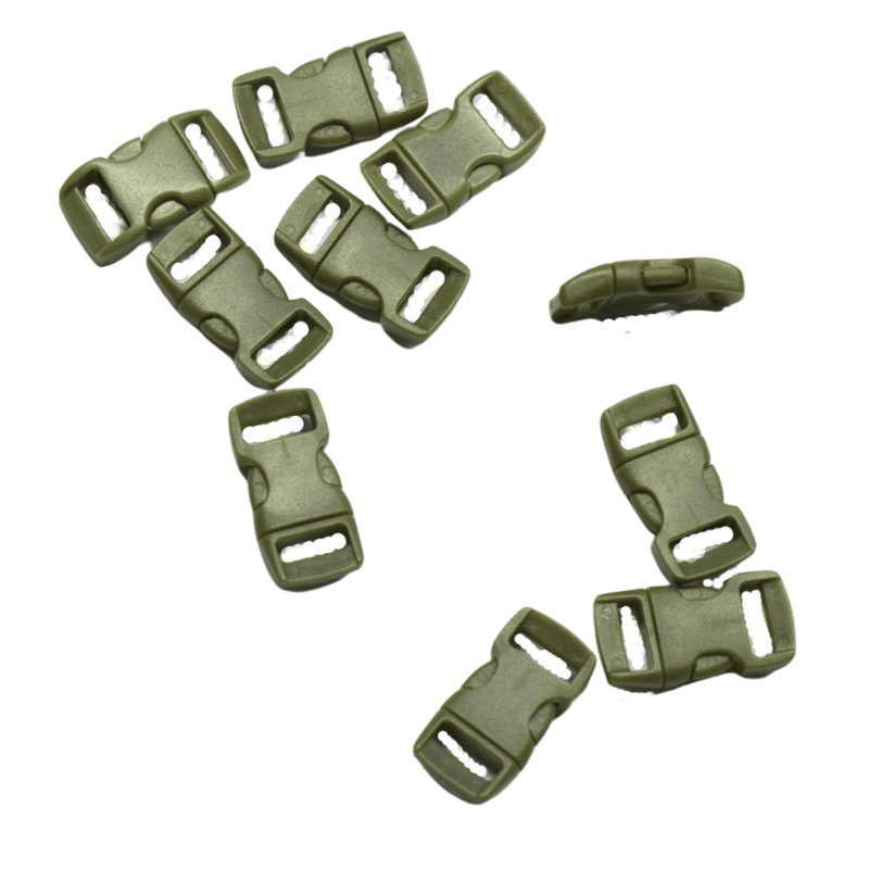 3/8" Olive (OD) Curved Side Release Plastic Buckles (10 pack) Discounts Available paracordwholesale