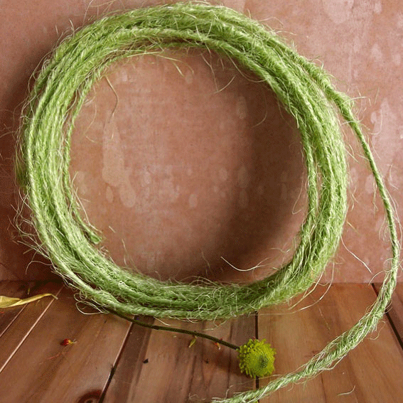 3 mm (1/8") Lime Green Wired Sisal Rope 9.75 m (32 ft) Harvest Imports