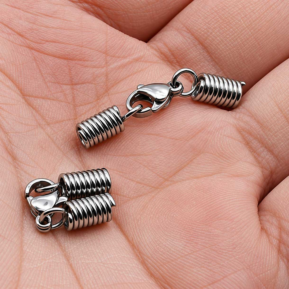3 mm 304 Stainless Steel Glue In Spring Cord Ends with Lobster Claw (5 Pack) 280-