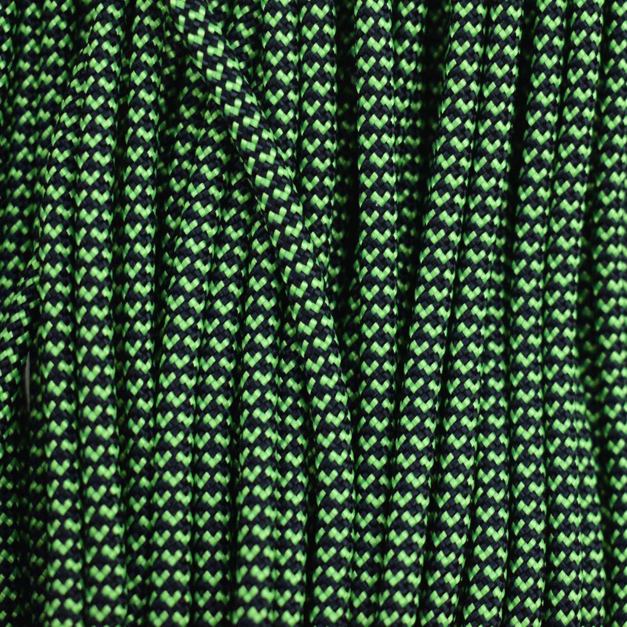 4.0mm (5/32”) 550 Paracord Hearts-Black with Neon Green Made in the USA Nylon/Nylon (100 ft)