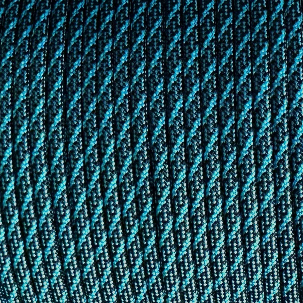 4.0mm (5/32”) 550 Paracord Helix-Neon Turquoise with Black Made in the USA Nylon/Nylon (100 ft)