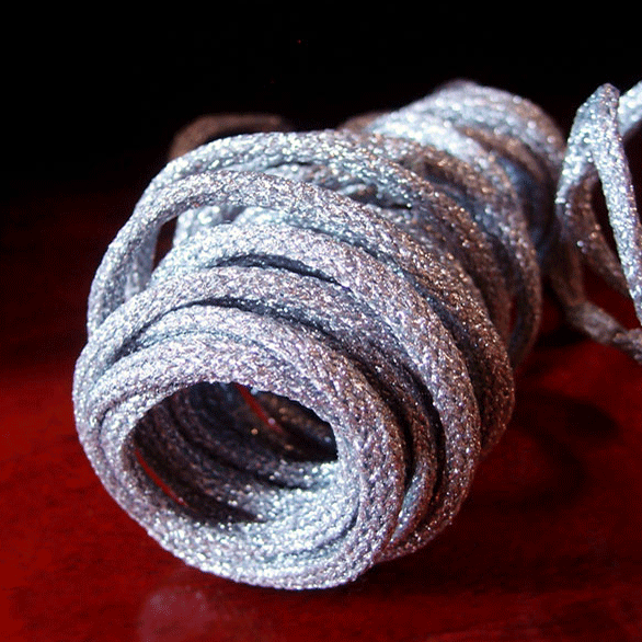 4.75 mm (3/16") Silver Glittery Wired Jute Rope 8 m (27 ft) Harvest Imports