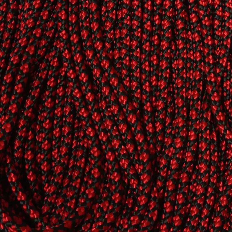 3.0 mm (1/8”) 425 Paracord Black with Imperial Red Diamonds Made in the USA Nylon/Nylon (100 ft) El Wood Braiding Co
