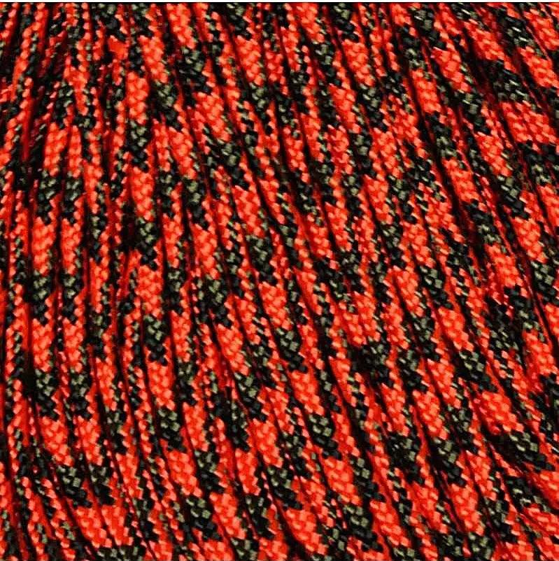 3.0 mm (1/8”) 425 Paracord Orange Blaze Camo Made in the USA Nylon/Nylon (100 ft) El Wood Braiding Co
