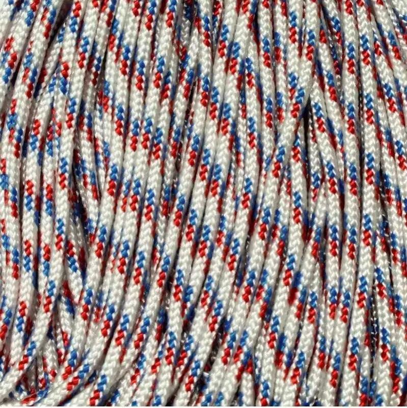 3.0 mm (1/8”) 425 Paracord Red, White and Blue 6868 RWB Made in the USA Nylon/Nylon (100 ft) El Wood Braiding Co