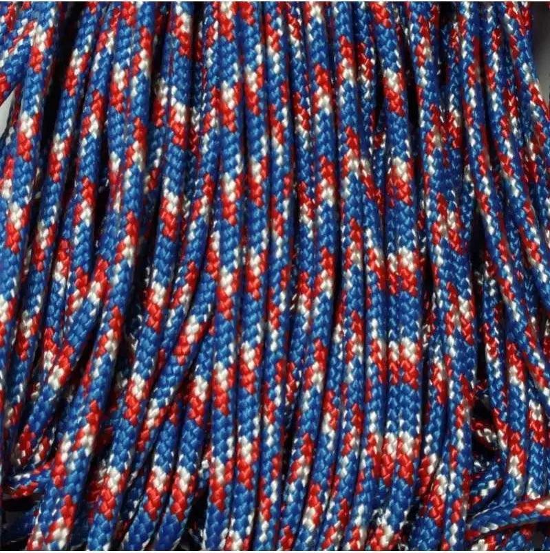 3.0 mm (1/8”) 425 Paracord Red, White and Blue Camo 6869 RWB Made in the USA Nylon/Nylon (100 ft) El Wood Braiding Co