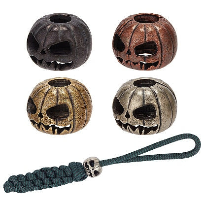 4 Pcs 1 of each Color Mad Pumpkin Skulls Charm/Bead Brass (4 Pack) 280-