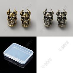 4 Pcs 2 of each Color Horned Skull Charm/Bead Brass (4 Pack) 280-