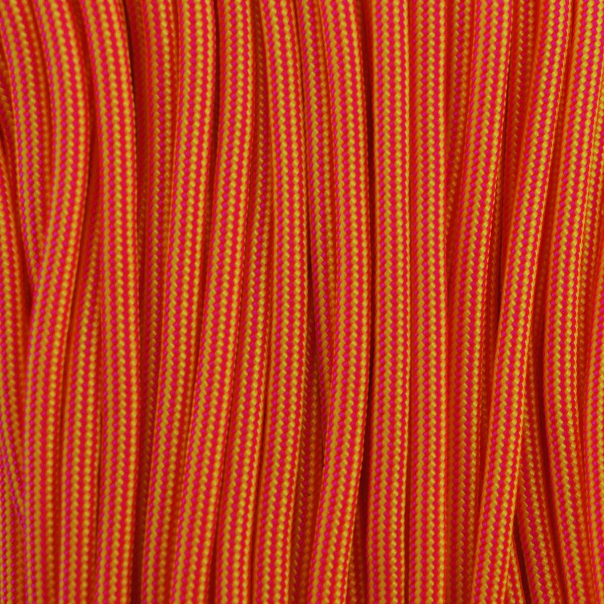 4 mm (5/32”) 550 Paracord Neon Pink and Neon Yellow Stripes Made in the USA Nylon/Nylon (100 ft) El Wood Braiding Co