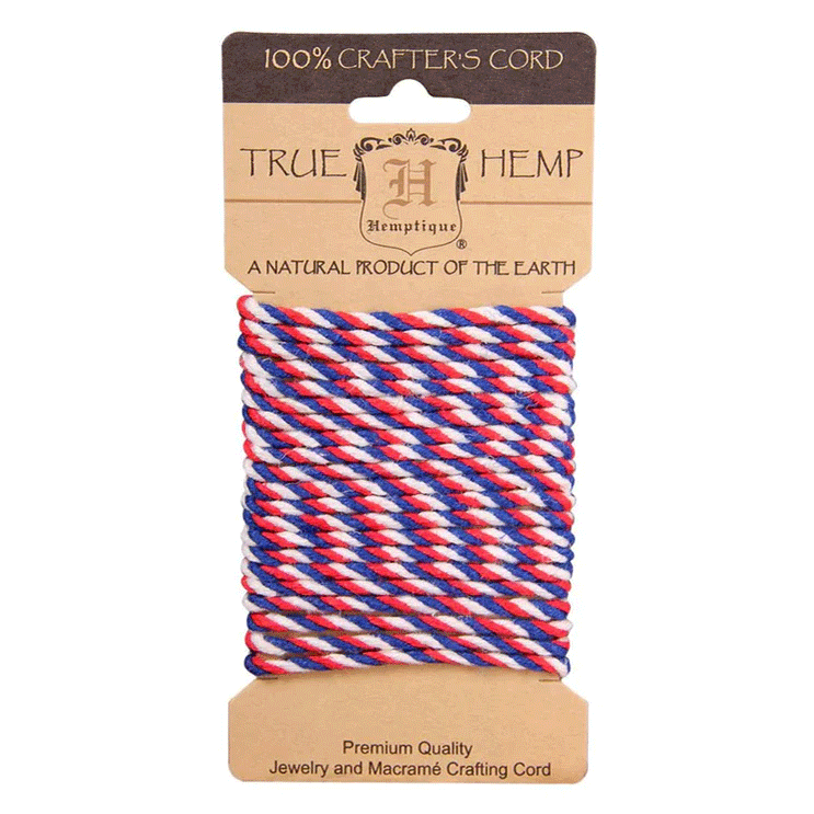 4 mm (5/32") Americana Twisted Hemp Rope Card 3 m (9.8 ft) Hemptique