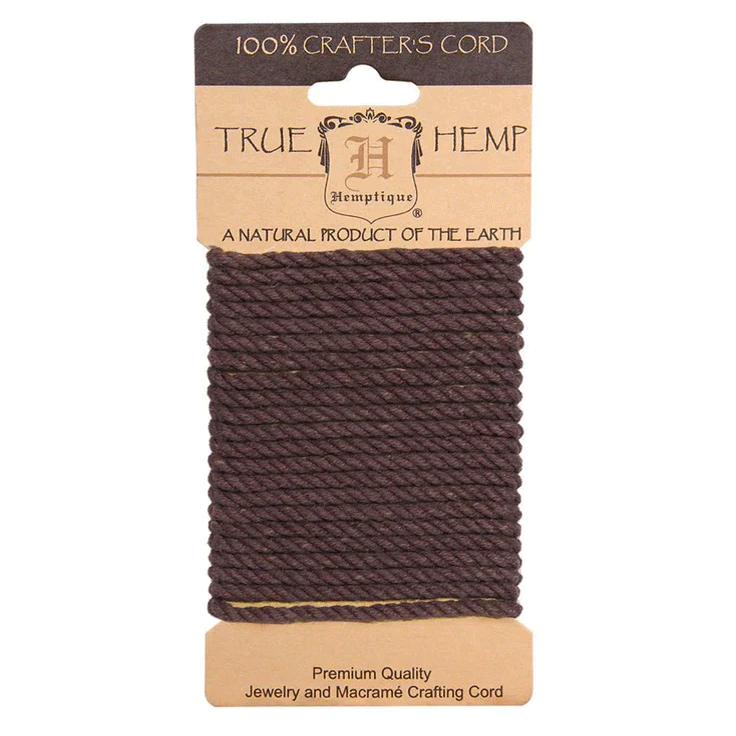 4 mm (5/32") Brown Twisted Hemp Rope Card 3 m (9.8 ft) Hemptique