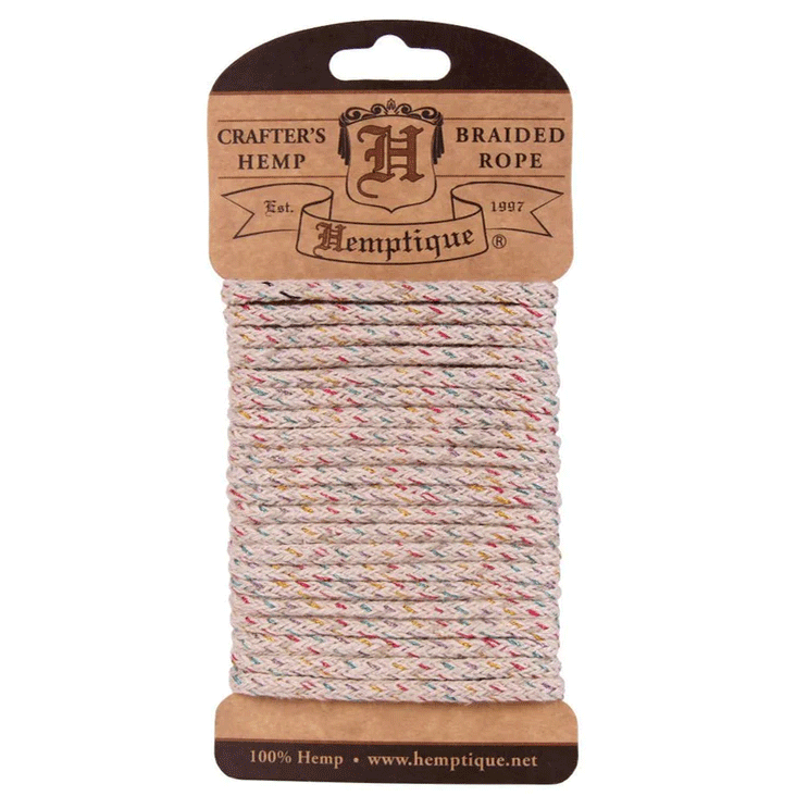4 mm (5/32") Glamour Braided Hemp Rope Card 3 m (9.8 ft) Hemptique