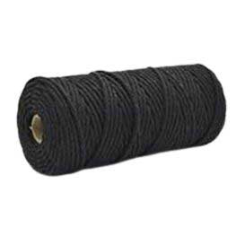 4 mm (5/32") Black Twisted Cotton Macrame Rope 100 m (109 yd) 280-