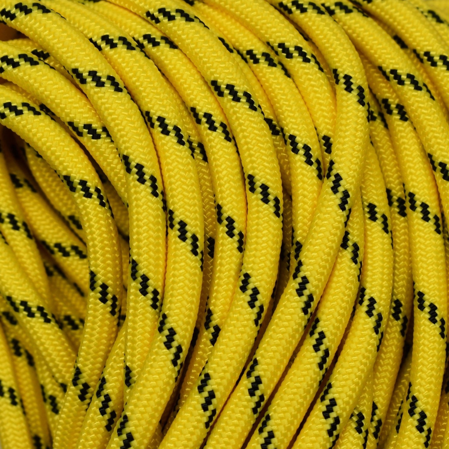 8 mm (5/16") Nylon Paramax Rope Canary with Black Tracer Made in the USA Nylon/Nylon (100 ft) El Wood Braiding Co