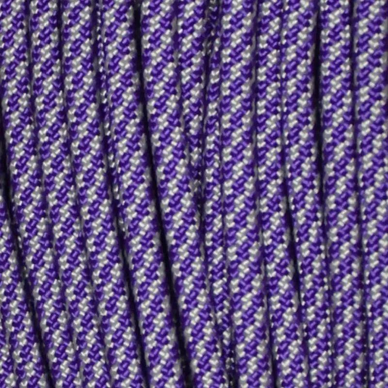4 mm (5/32”) 550 Paracord Acid Purple and Silver (Candy Cane) Made in the USA Nylon/Nylon (100 ft) El Wood Braiding Co