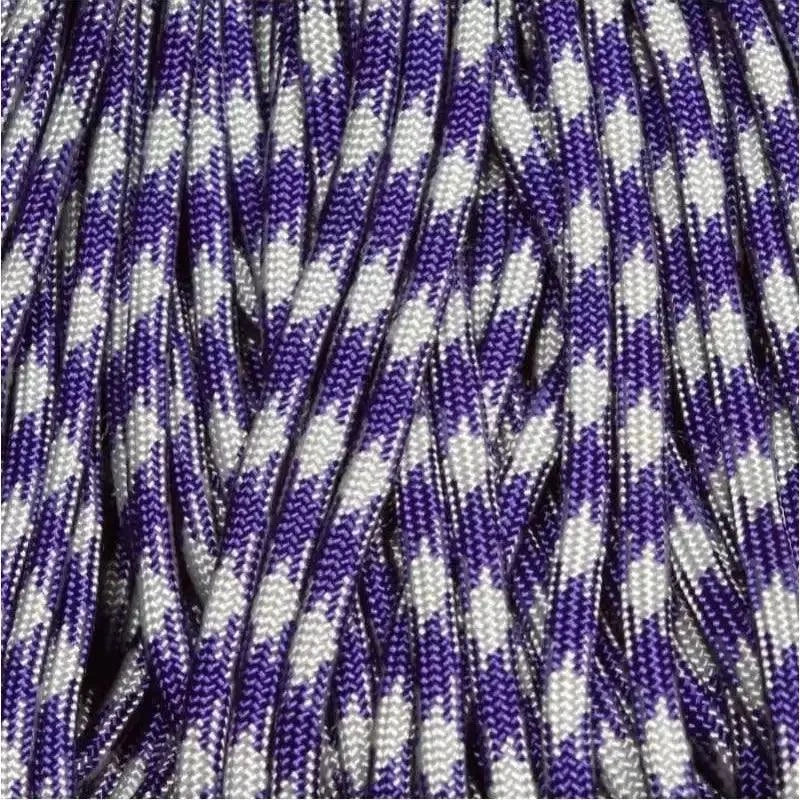 4 mm (5/32”) 550 Paracord Acid Purple and Silver Gray 50/50 Made in the USA Nylon/Nylon (100 ft) El Wood Braiding Co