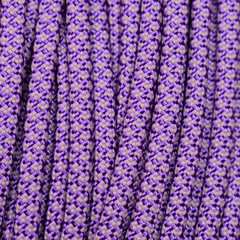 4 mm (5/32”) 550 Paracord Acid Purple with Lilac Diamonds Made in the USA Nylon/Nylon (100 ft) El Wood Braiding Co