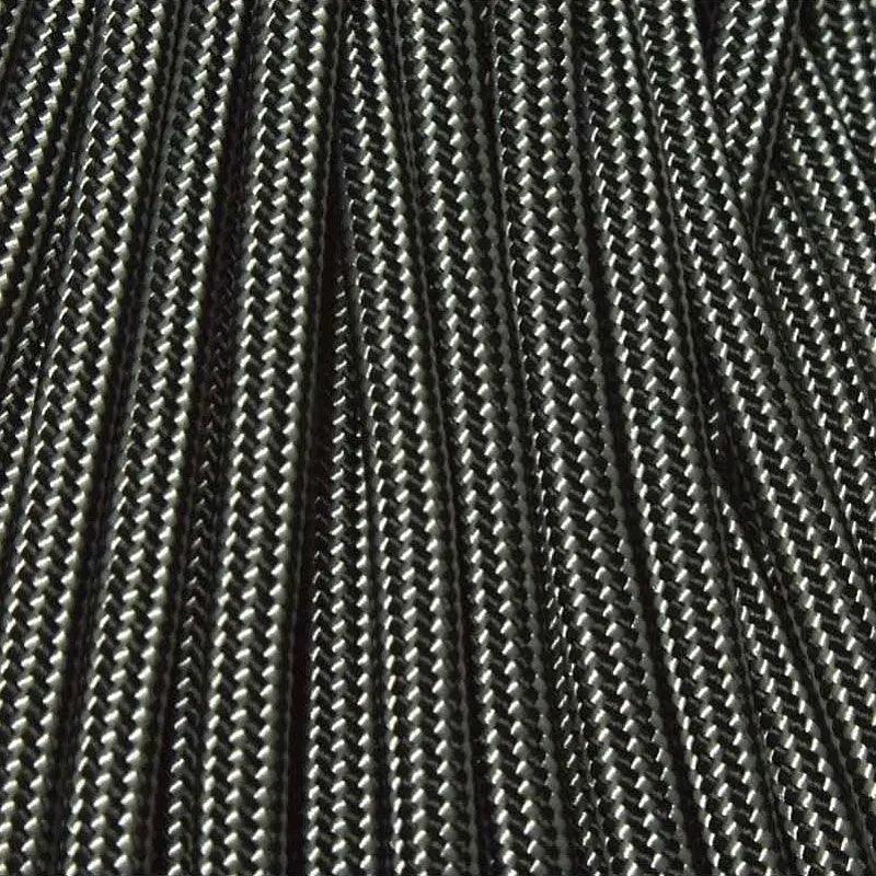 550 Paracord Black and Silver Gray Stripes Made in the USA Nylon/Nylon El Wood Braiding Co
