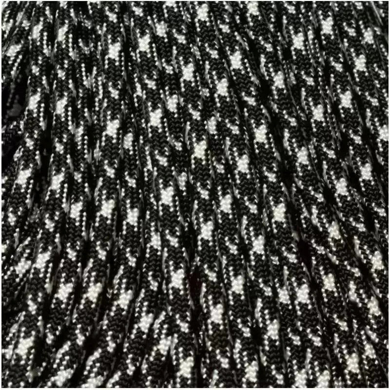 4 mm (5/32”) 550 Paracord Black and White Camo Made in the USA Nylon/Nylon (100 ft) El Wood Braiding Co