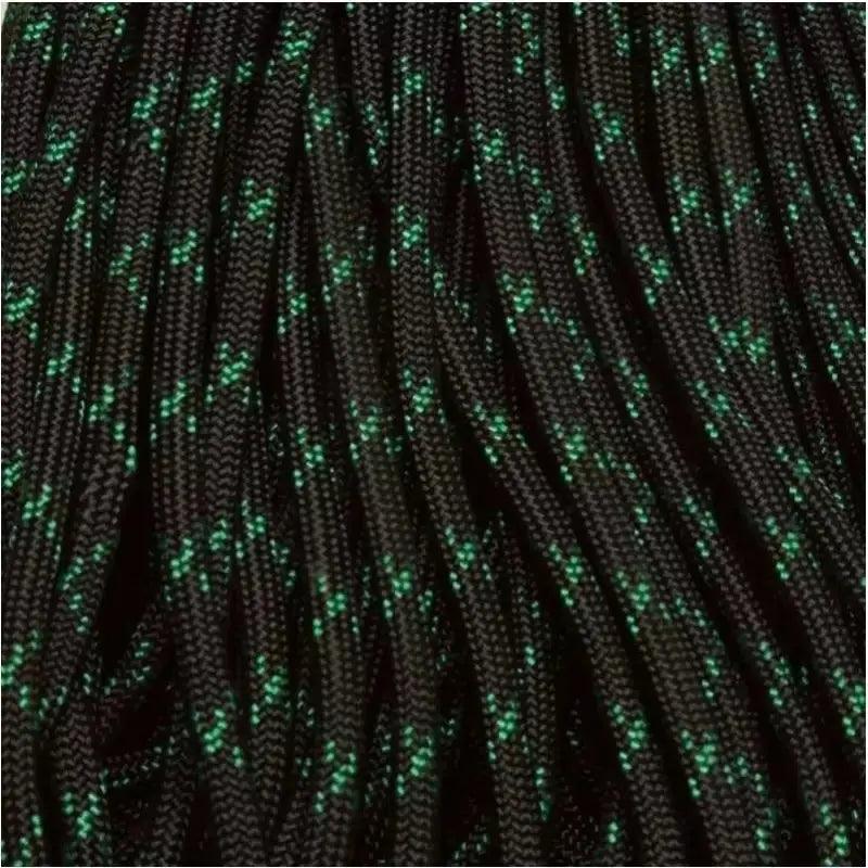 550 Paracord Black w/ Kelly Green X Made in the USA Nylon/Nylon (100 FT.) - Paracord Galaxy