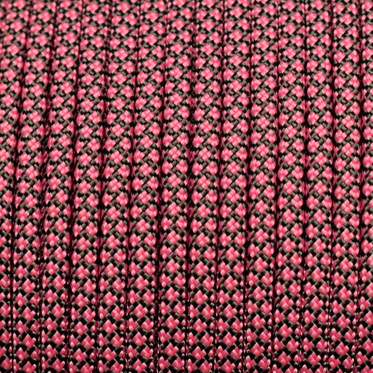 *550 Paracord Black w/Fuchsia Diamonds Made in the USA Nylon/Nylon (1000 FT.) - Paracord Galaxy