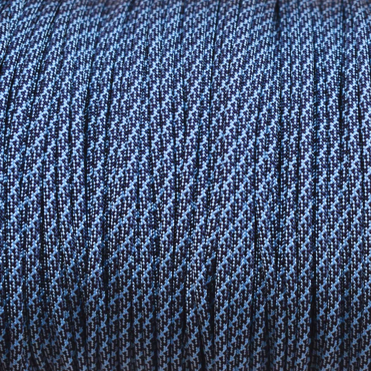 550 Paracord Black with Baby Blue (Helix) Made in the USA Nylon/Nylon (100 ft)