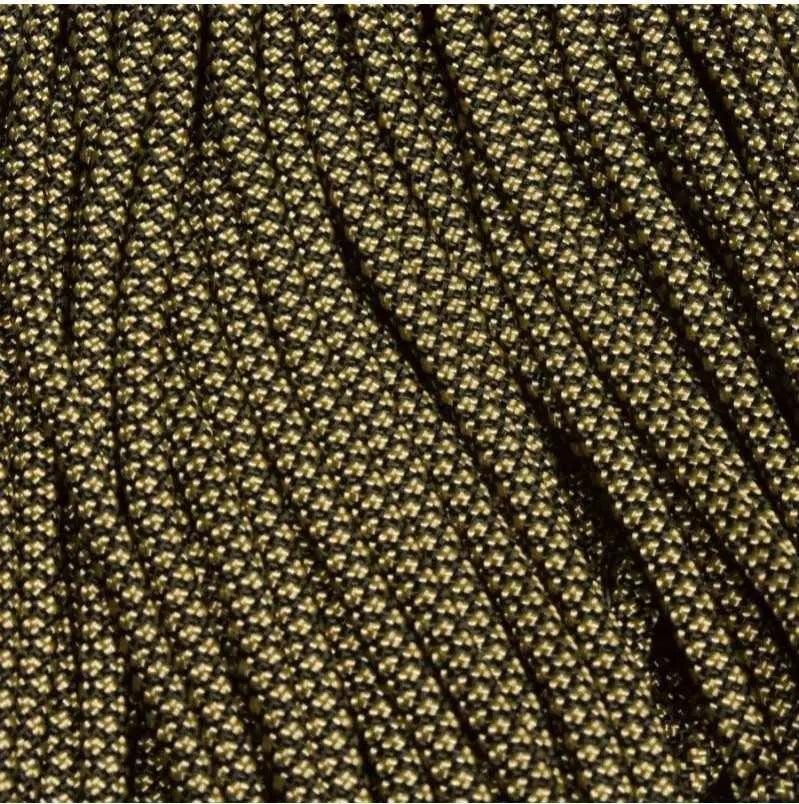 4 mm (5/32”) 550 Paracord Black with Gold Diamonds Made in the USA Nylon/Nylon (100 ft) El Wood Braiding Co