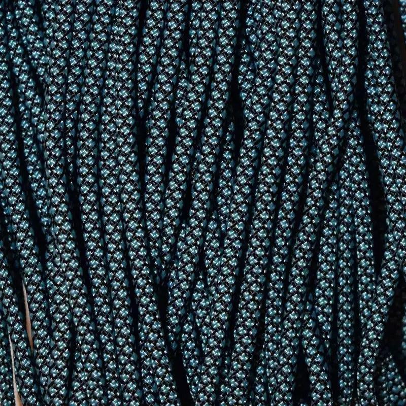 4 mm (5/32”) 550 Paracord Black with Neon Turquoise Diamonds Made in the USA Nylon/Nylon El Wood Braiding Co