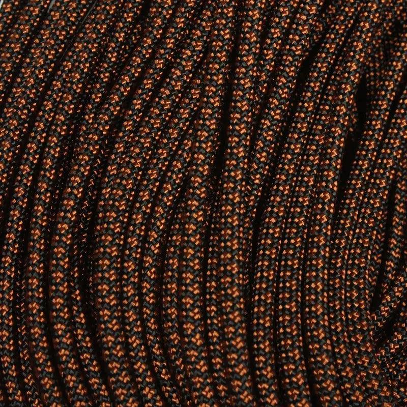 4 mm (5/32”) 550 Paracord Black with Rust Diamonds Made in the USA Nylon/Nylon (100 ft) El Wood Braiding Co