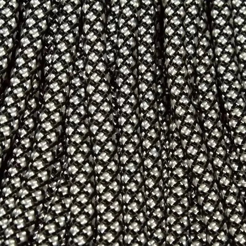 4 mm (5/32”) 550 Paracord Black with Silver Gray Diamonds Made in the USA Nylon/Nylon El Wood Braiding Co