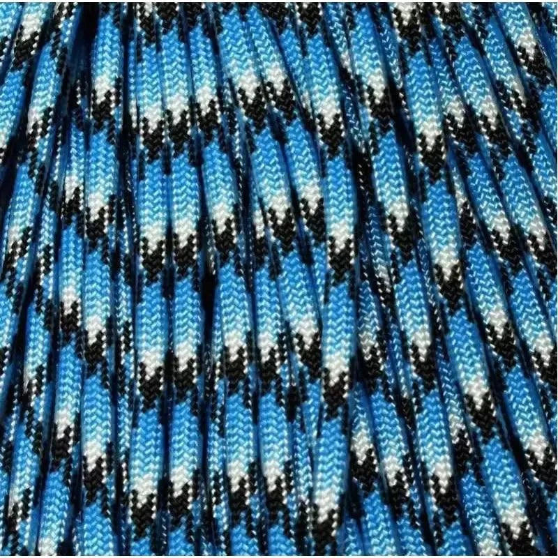 4 mm (5/32”) 550 Paracord Blue Snake Made in the USA Nylon/Nylon (100 ft) El Wood Braiding Co